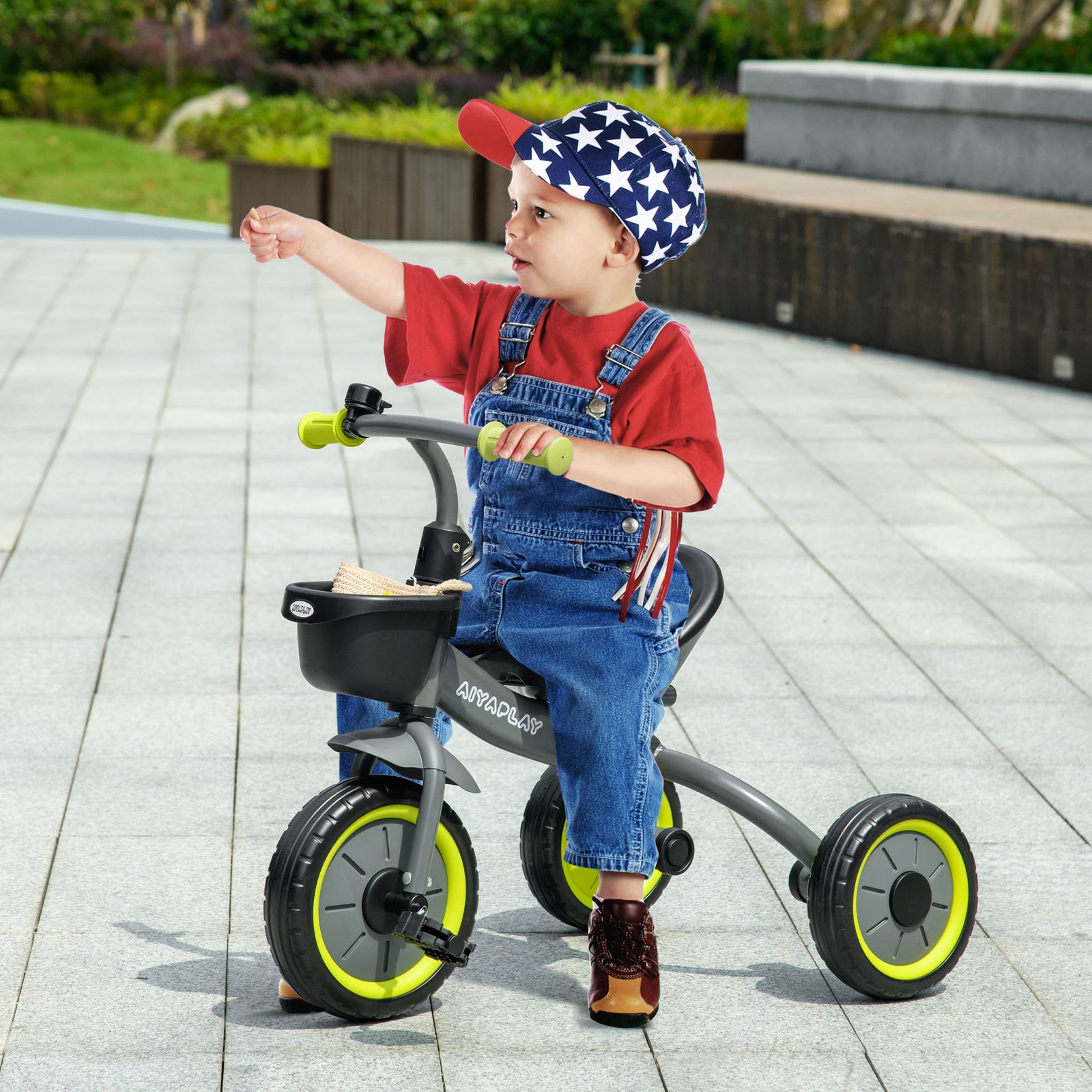 Trike W/ Adjustable Seat Basket, Kids Tricycle For 2-5 Years Old | Black