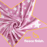 Wicked Gizmos Pink Glow In The Dark Blanket Plush Star Print Machine Washable