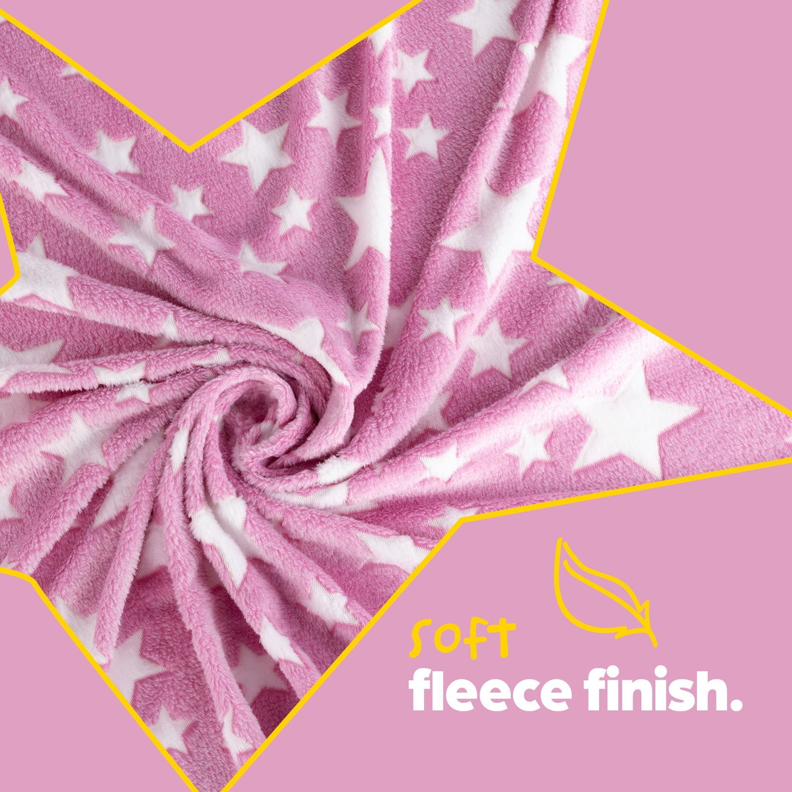 Wicked Gizmos Pink Glow In The Dark Blanket Plush Star Print Machine Washable