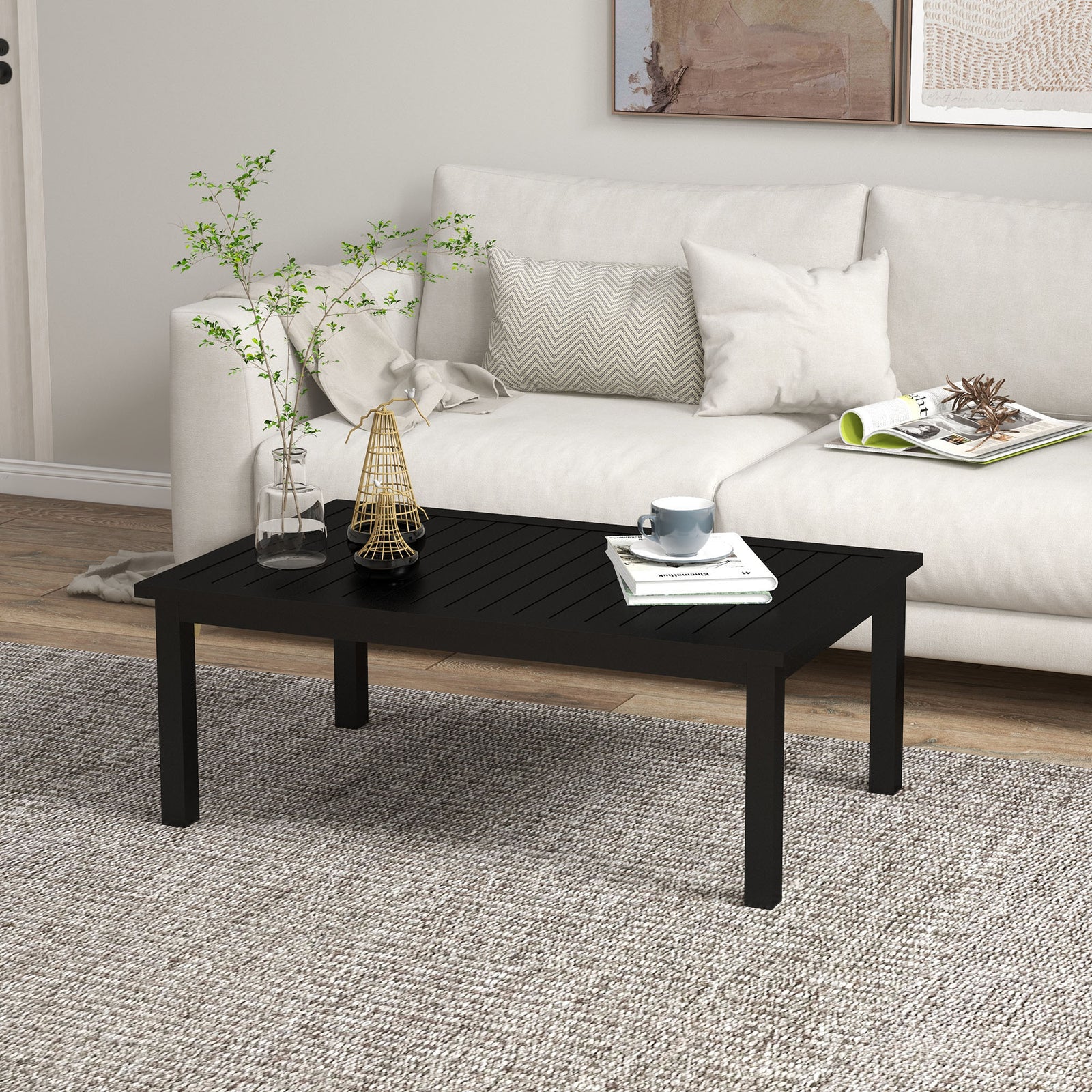 Aluminium Outdoor Coffee Table Patio Table | Black