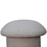 Solid Mango Wood White Boucle Mushroom Footstool