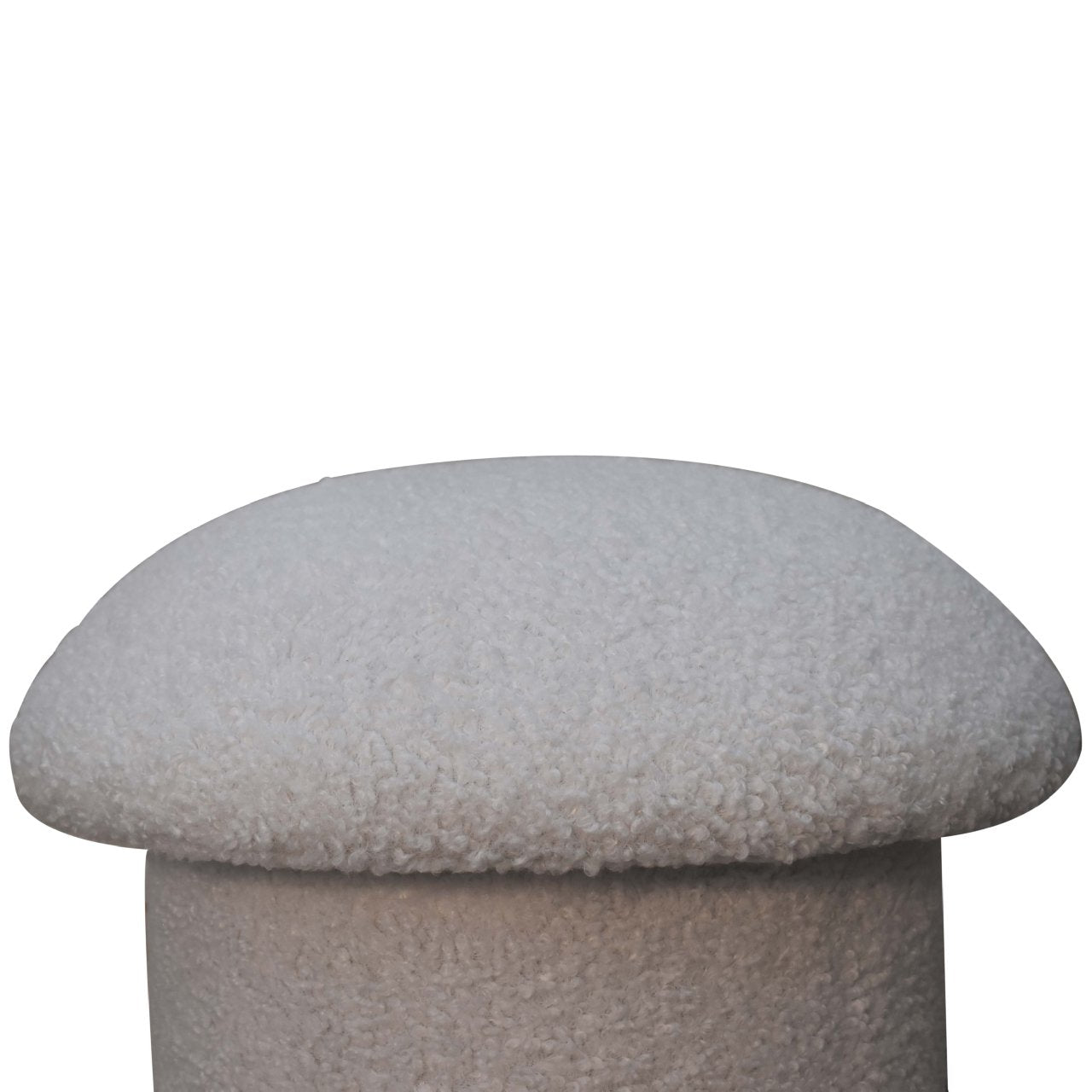 Solid Mango Wood White Boucle Mushroom Footstool