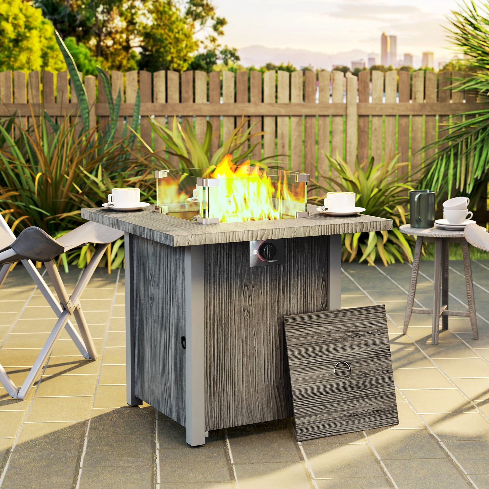 40000 Btu Smokeless Fire Pit, Dark Grey