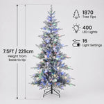 Indoor & Outdoor Living Aurora Winter Glow Flocked White Multi-colour Christmas Tree