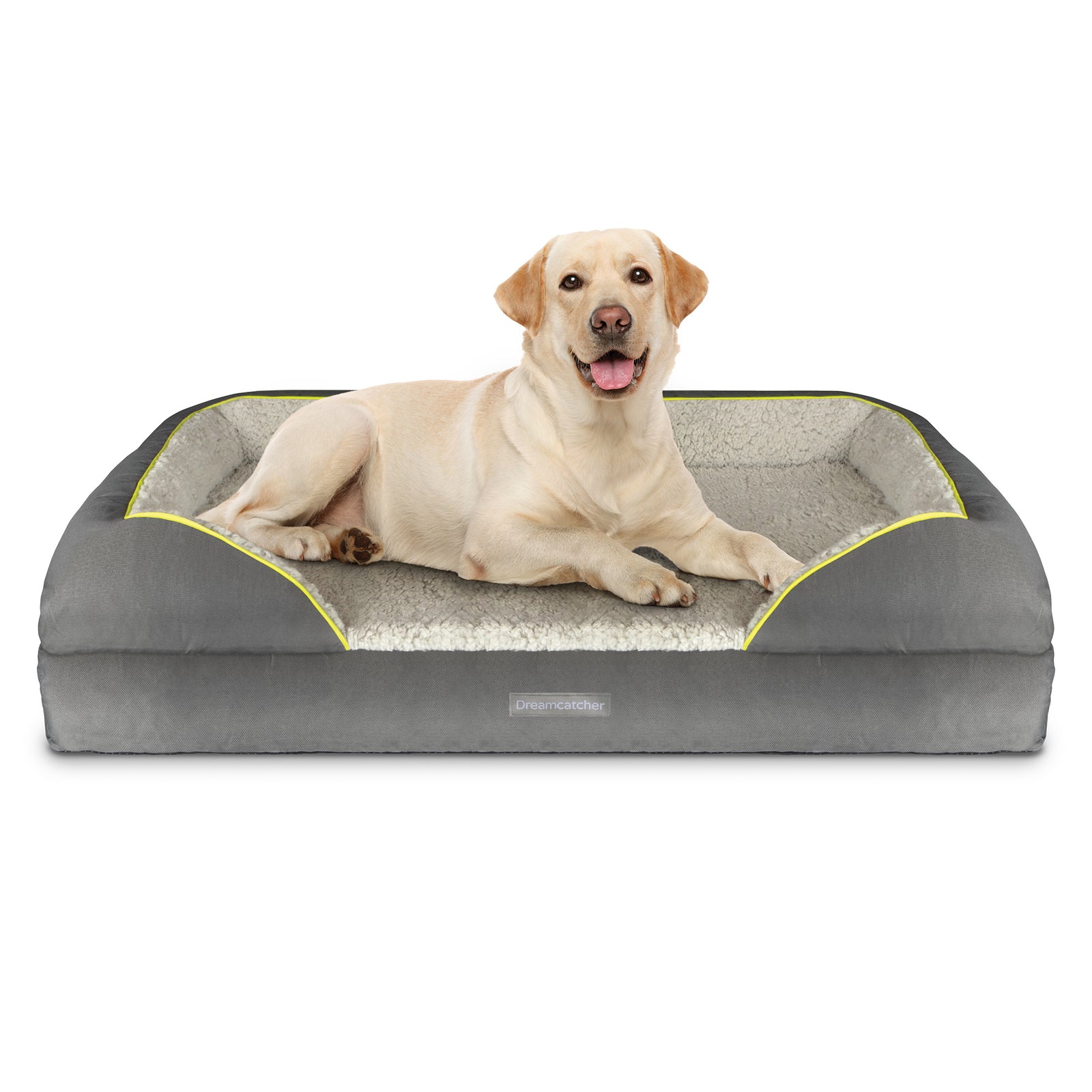 Grey Small To Xxl Dog Beds Orthopaedic Shredded Memory Foam, Fleece Sleeping Area, Non Slip Base, Removable Washable Cover | 106cm | Grey