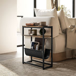 HOMCOM Narrow Side Table with 3-Tier Storage 43 x 18 x 56 cm Rustic Brown