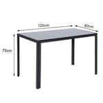 Rectangular Tempered Glass Dining Table For Kitchen Dining Room | Small | Black
