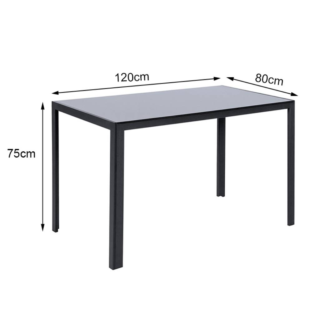 Rectangular Tempered Glass Dining Table For Kitchen Dining Room | Small | Black