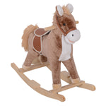 Kids Rocking Horse Wooden Plush Age 3+ Children Ride On Toy Rocker Baby