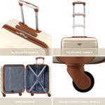 56x45x25cm Large Cabin Carry On Case - Overhead Luggage Suitcase - 4 Spinner Wheels - Abs Shell | 56 x 45 x 25cm | Cream