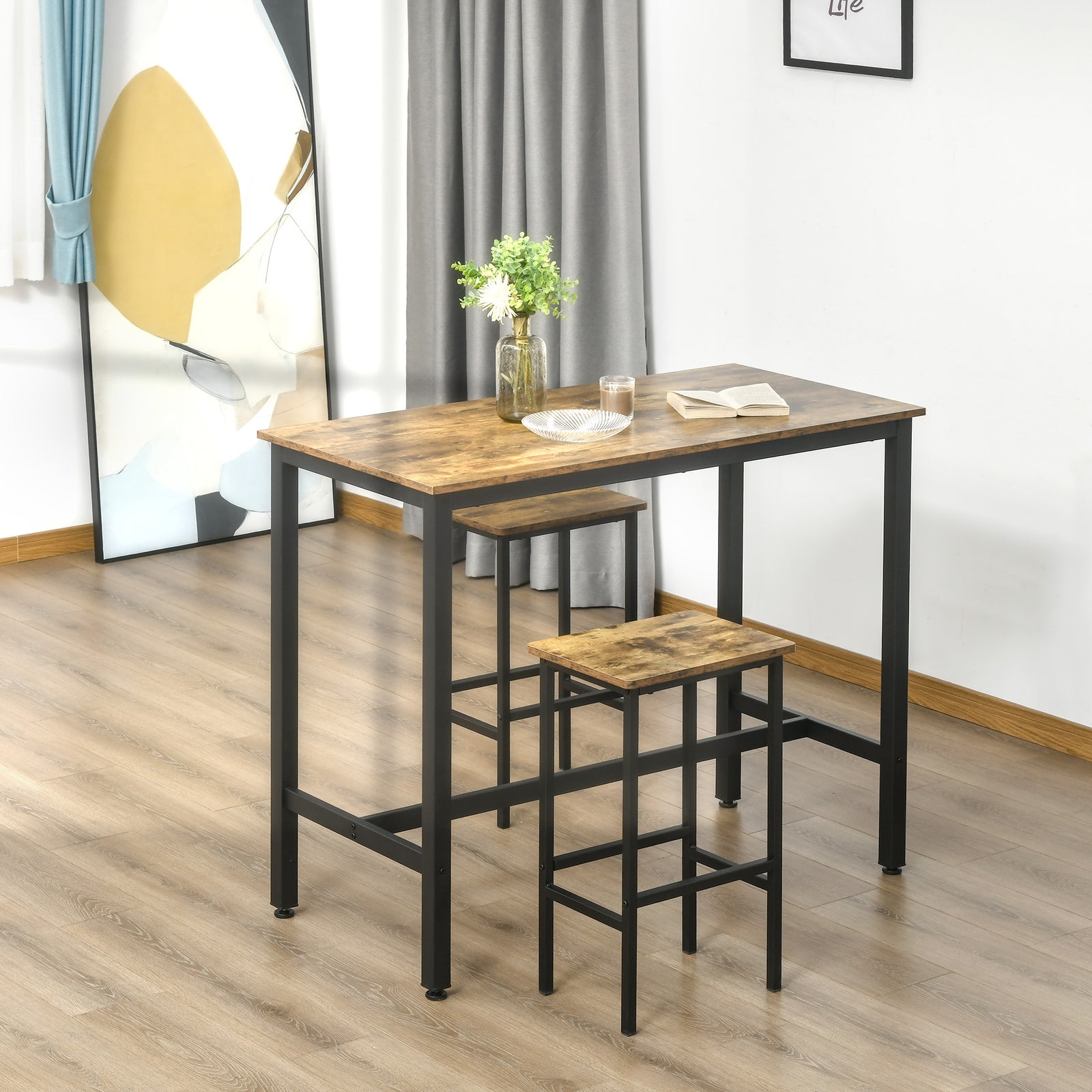 Industrial Bar Stools Kitchen Pub Rustic Brown