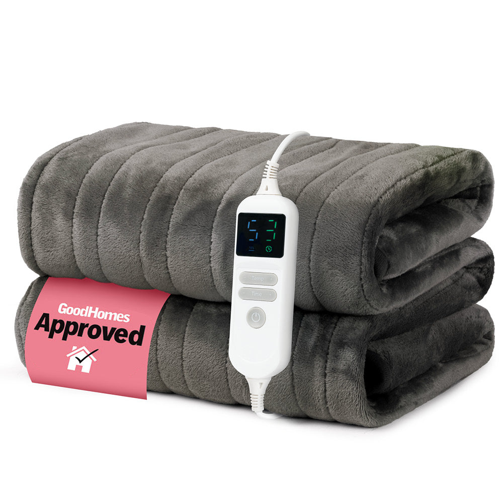 Electric Heated Fleece Over Blanket With Adjustable Digital Control & Safety Timer | Grey