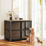 Dog Crate Furniture, 100cm Dog Cage With Anti-chew Resistant Mesh | Large | Brown