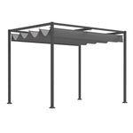 Metal Pergola Gazebo Patio Sun Shelter Retractable Canopy | Medium