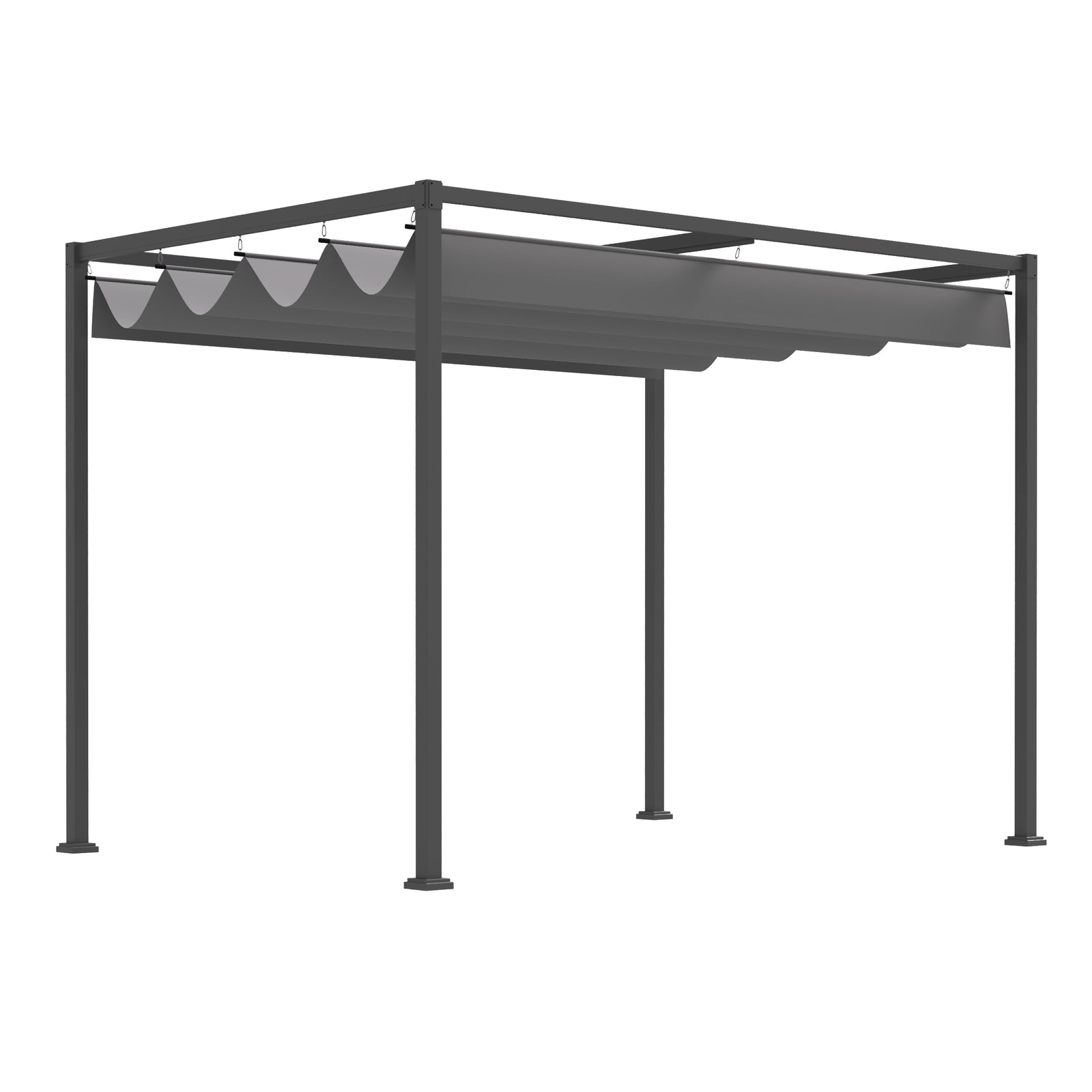 Metal Pergola Gazebo Patio Sun Shelter Retractable Canopy | Medium
