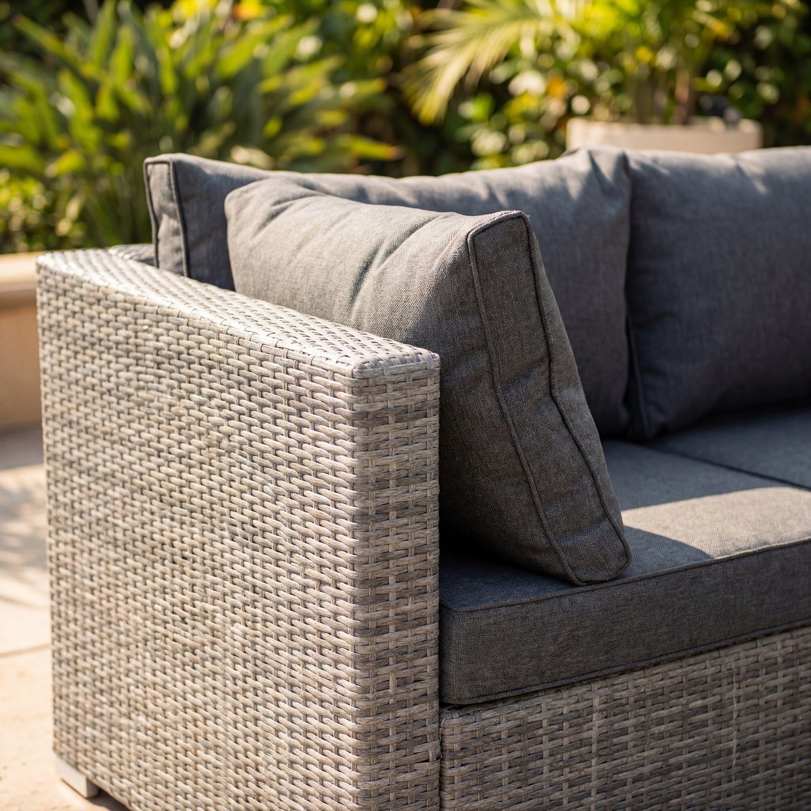 Oliena Modular Rattan L-shaped Corner Garden Furniture | 6 Piece | Grey