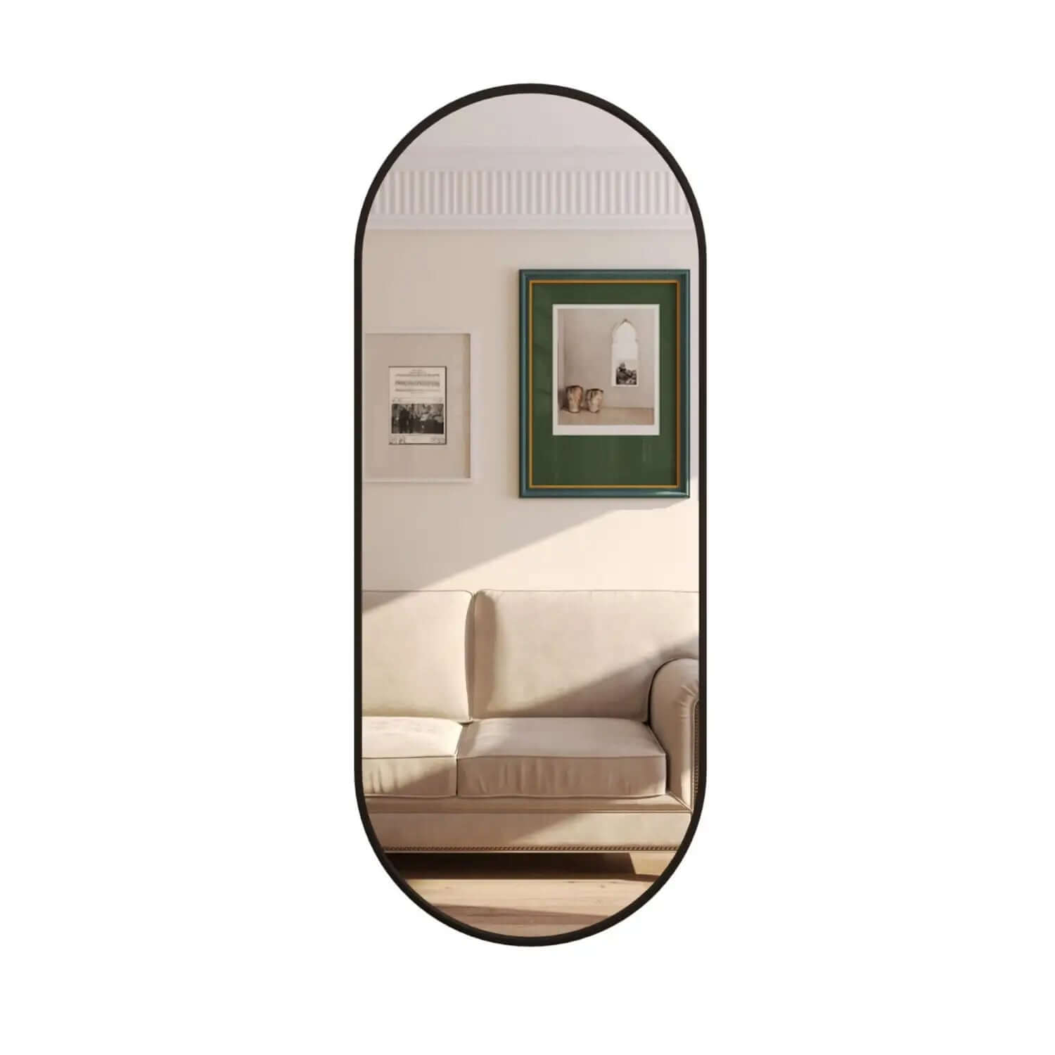 Emi - Black Metal Runway Oval Mirror | 150cm x 60cm
