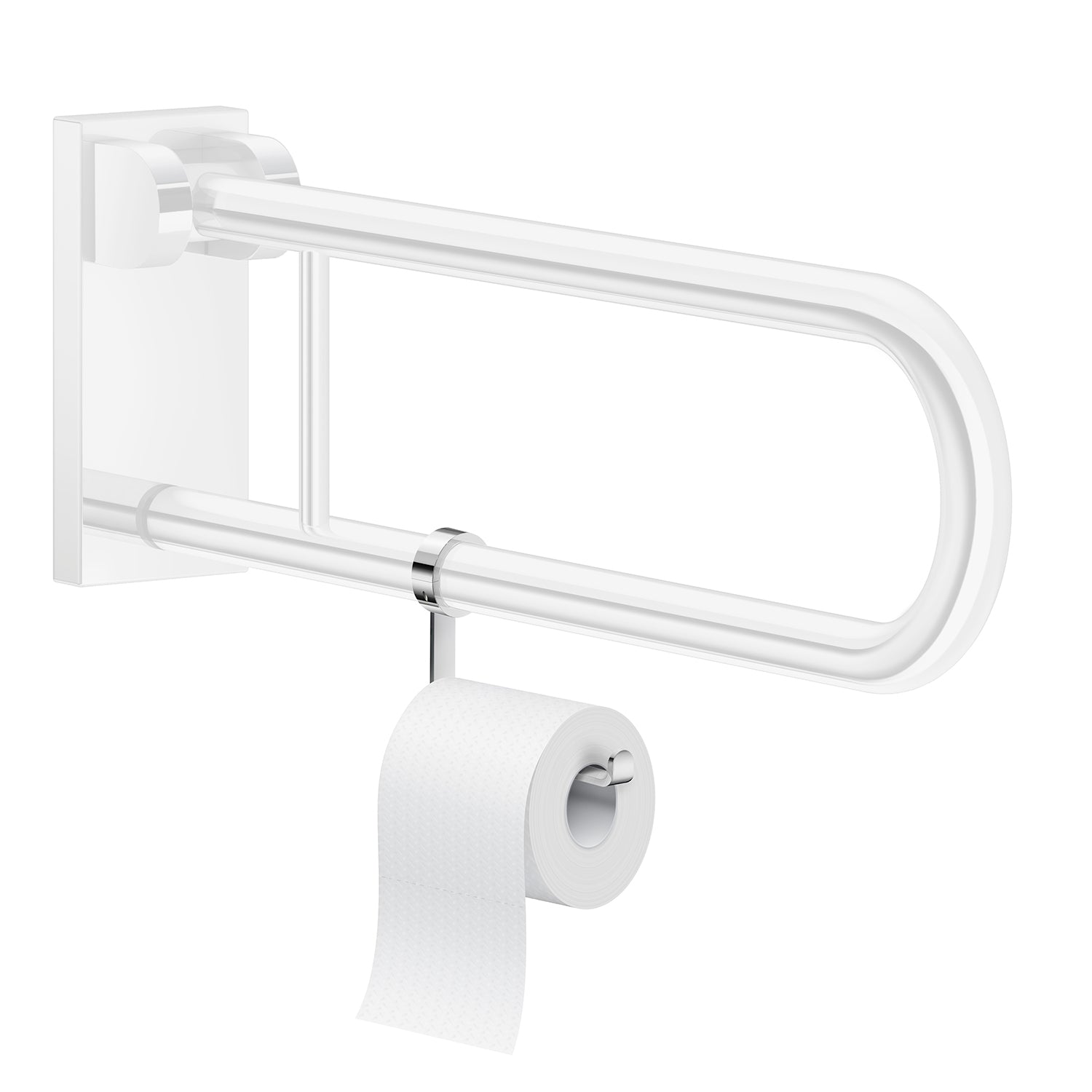 Chromed Stainless Steel Toilet Roll Holder For Grab Bar Rail | Chromed Stainless Steel