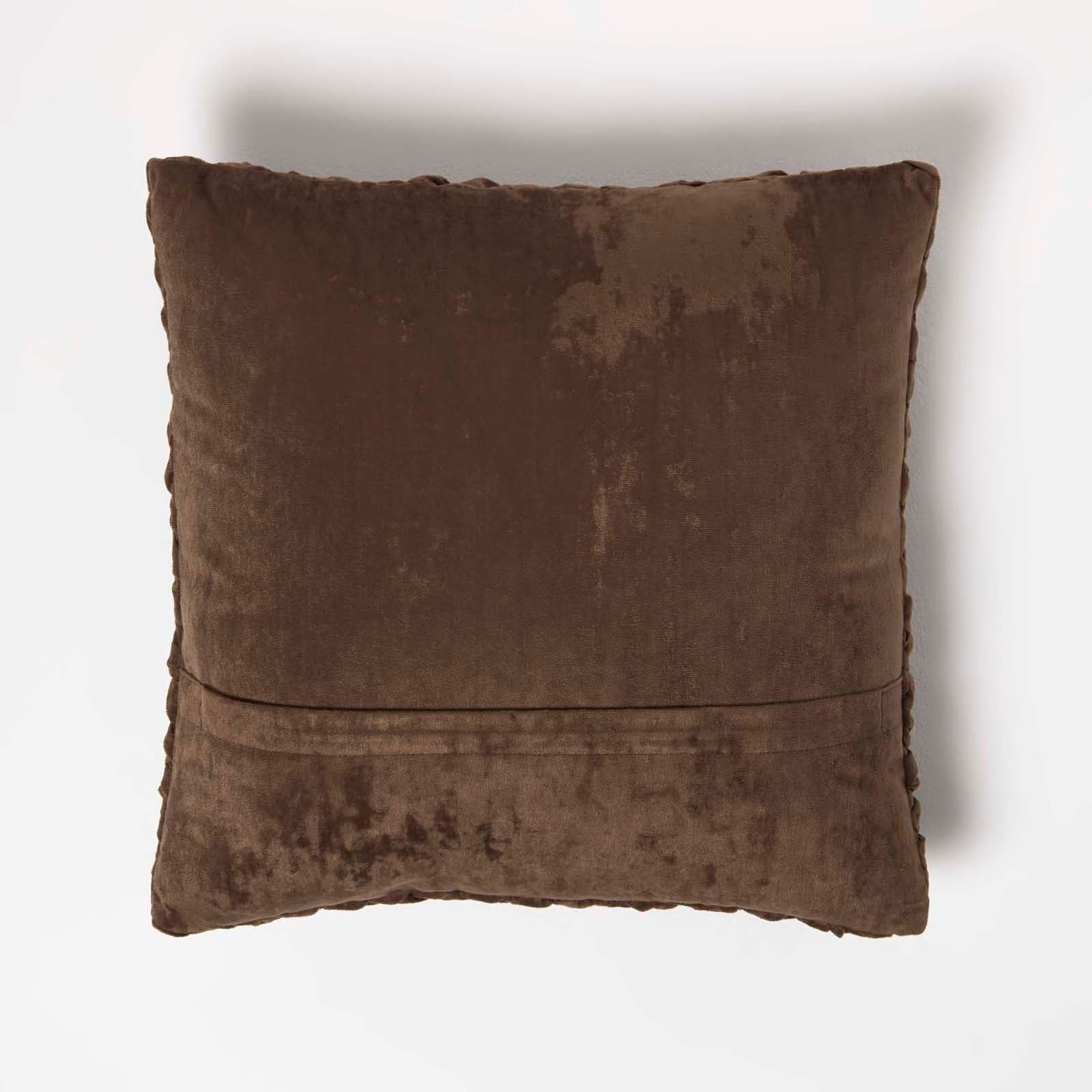 Sofia Pleated Velvet Cushion | 45cm x 45cm | Brown