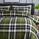 Fergus Check Printed Brushed 100% Cotton Bedlinen Duvet Set | King | Green