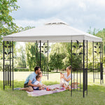 3m X 3m Outdoor Decorative Garden Gazebo Canopy Steel Frame | Cream