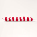 Red Stripe Seat Pad With Button Straps 100% Cotton, 40 X 40 Cm | Set of 4 | Red