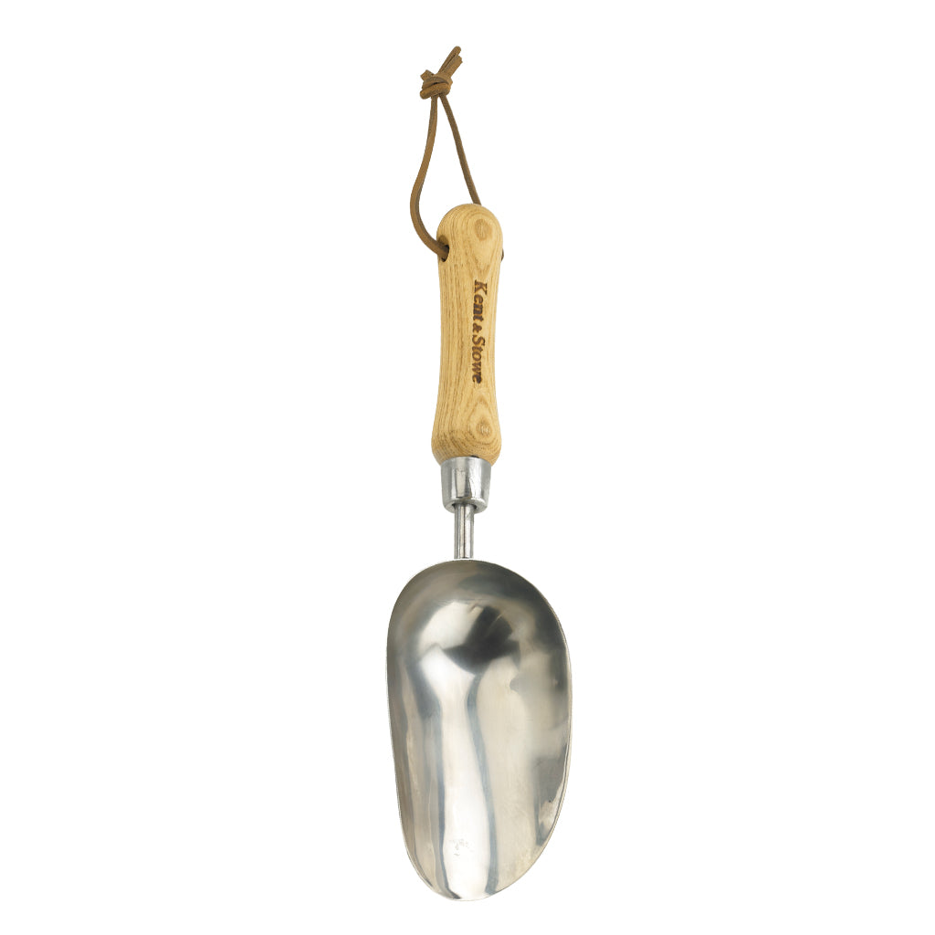 Stainless Steel Potting Scoop With Ash Wood Handle