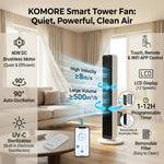 Smart Bladeless Tower Fan With Remote, 12-speed Cooling, 90° Oscillation, Air Purification & 12h Timer