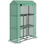 3 Tier Mini Greenhouse W/ Pe Cover, Roll-up Door | Green