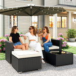 Garden Furniture Set W/ Padded Cushions Corner Sofa Set | Black