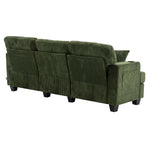 Corduroy 3-seater Couch For Living Room With Cup Holders, Wooden Frame, Soft Cushions, Modern Sofa | Green
