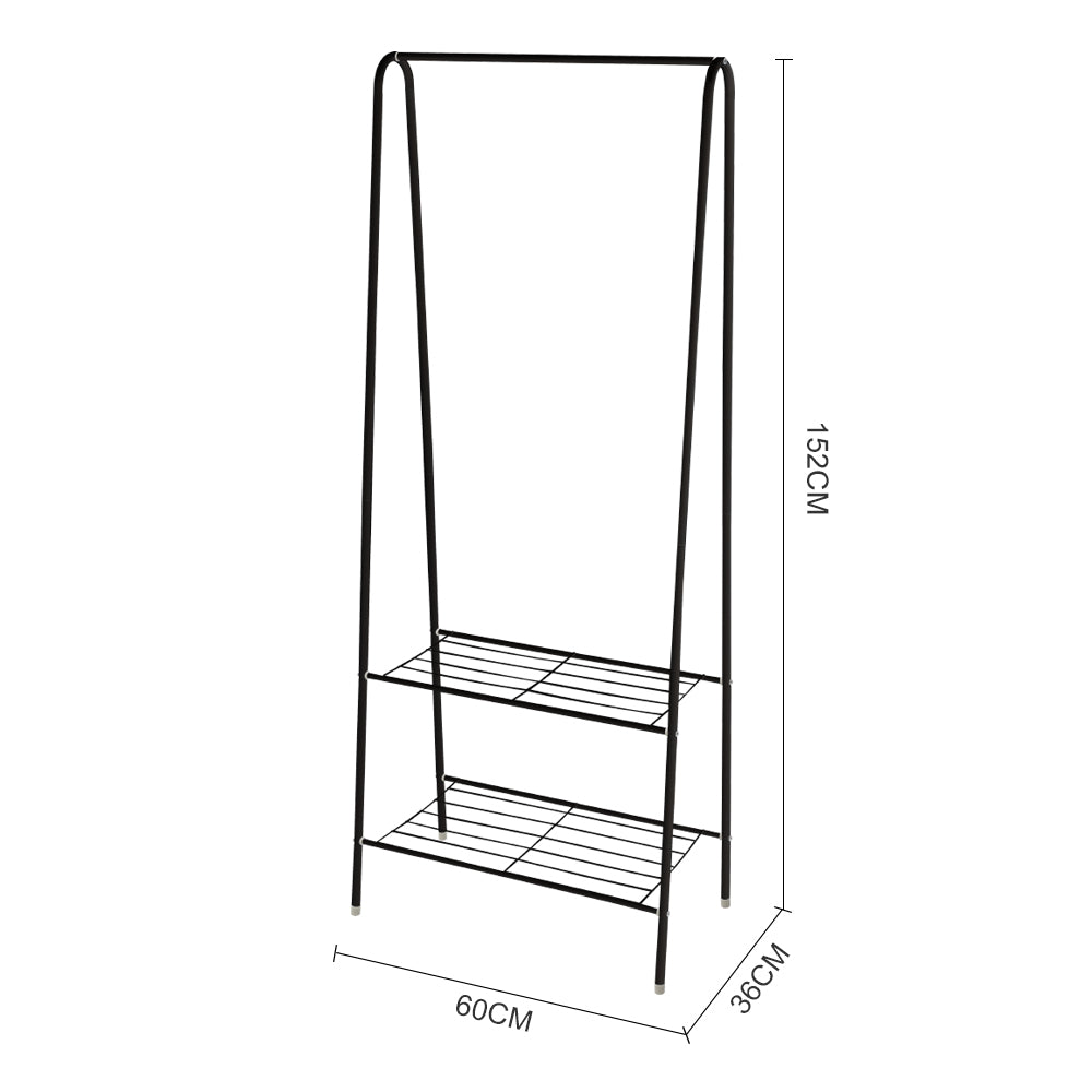 152cm Freestanding Metal Clothes Rail With Bottom Rack