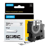 Rhino Vinyl Polyester Labels Industrial 19mm X 5.5m Black Print On White