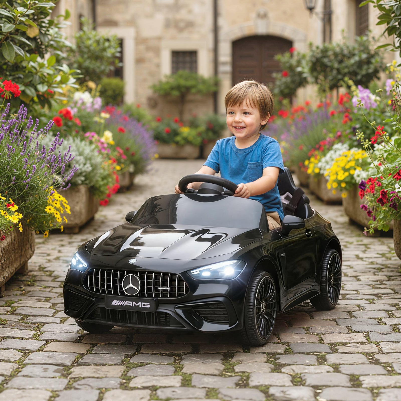 Kids Electric Car Licensed Mercedes Amg, 12v Ride On Car | Black