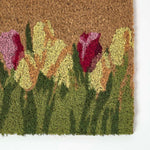 HOMESCAPES Coir Doormat With Tulips, 25 X 75 Cm