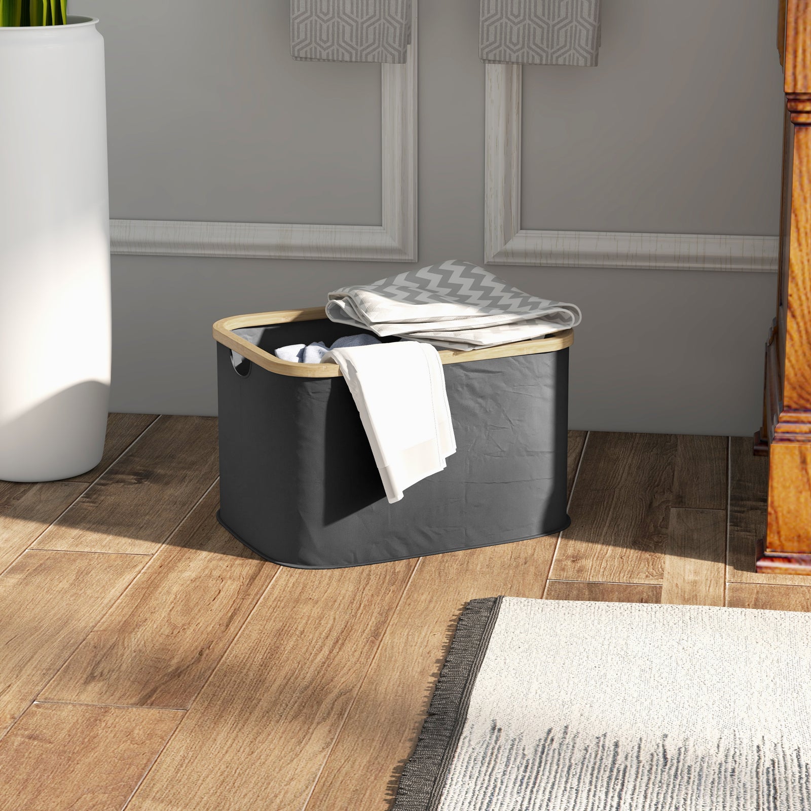 36l Collapsible Laundry Hamper, Black
