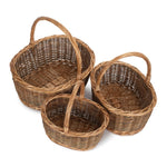 Oval Unpeeled Willow Shopping Basket | Set-of-3 | Brown