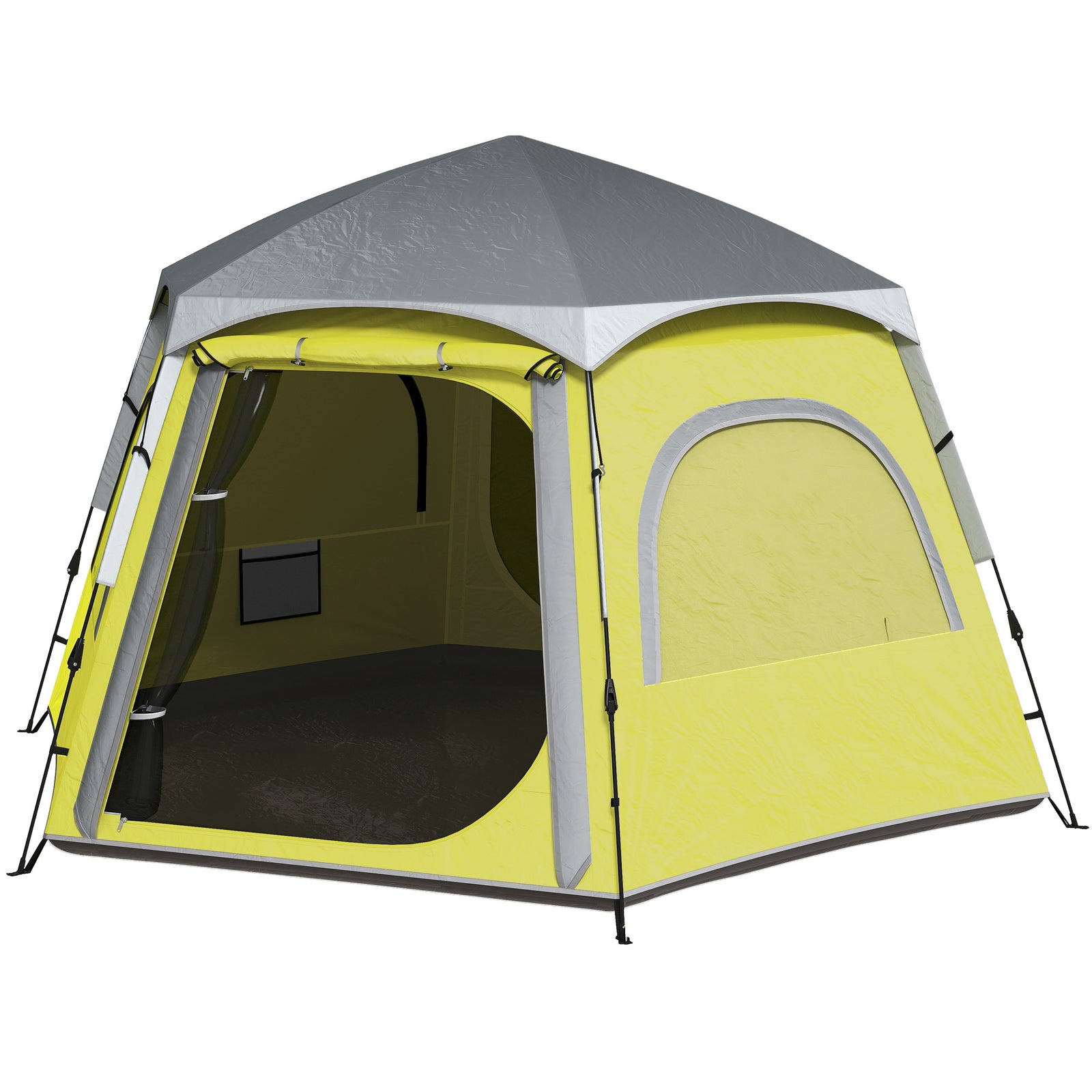 Instant 2/3/4 Person Dome Tent, Hexagonal | Yellow