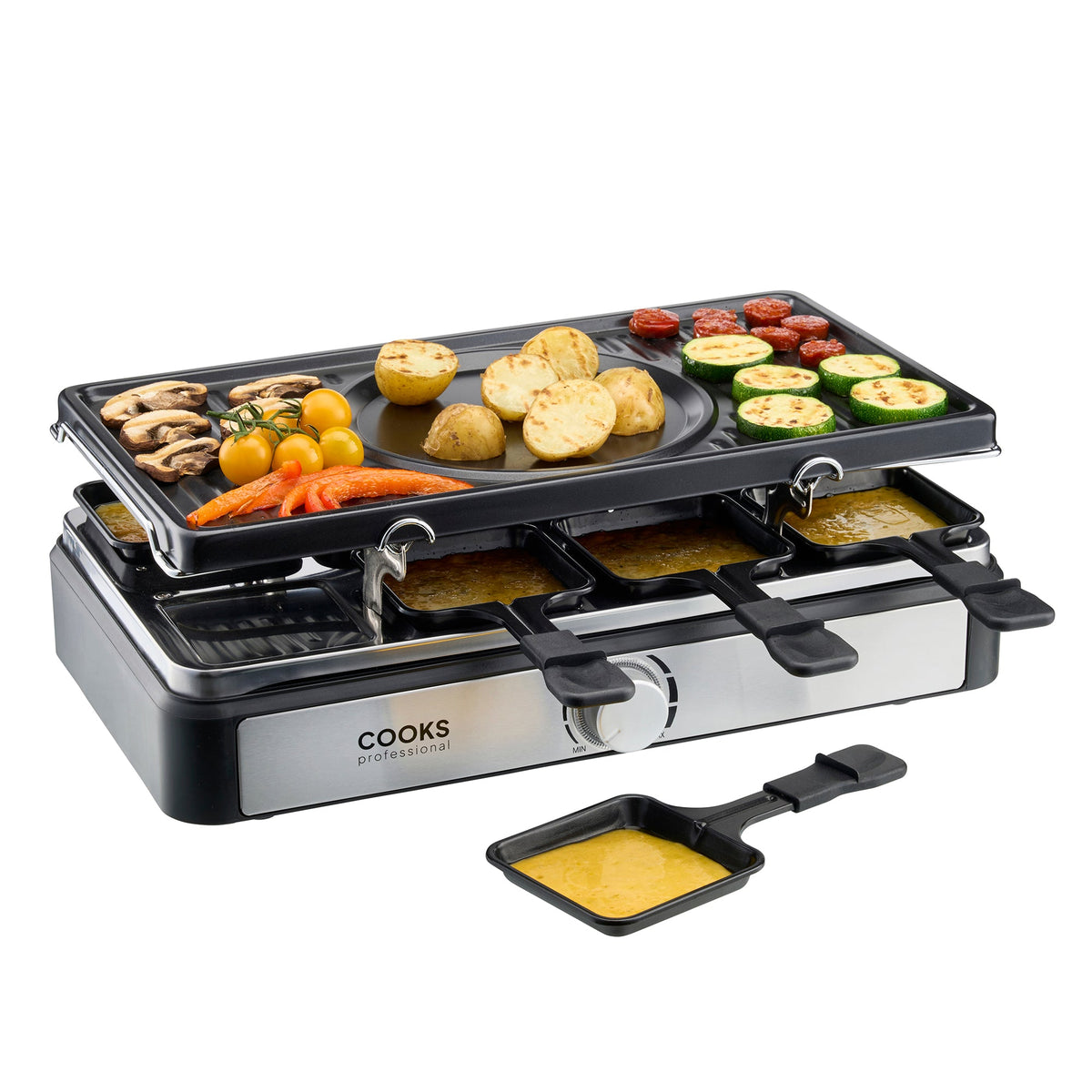 Electric 2-in-1 Raclette Grill And Fondue - 8 Person