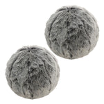 Round Faux Fur Ball Cushions Set Of 2