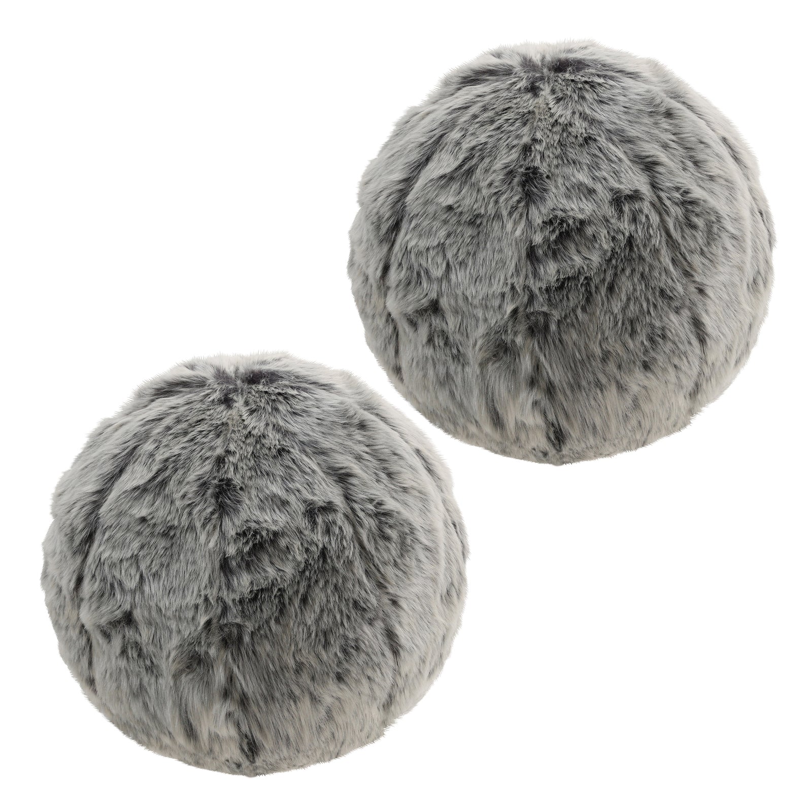 Round Faux Fur Ball Cushions Set Of 2