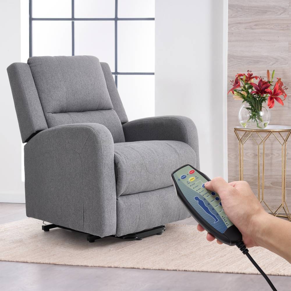 Living and Home Massage Recliner Chair With Heat – Push-back Single Sofa, 8-point Vibration, 5 Modes & Timer, Grey Linen