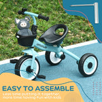 Trike W/ Adjustable Seat Basket, Kids Tricycle For 2-5 Years Old | Blue