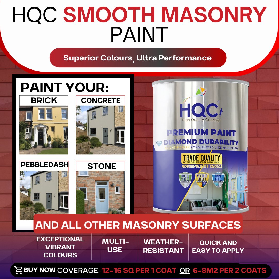 HQC Paints Smooth Masonry Paint -  Weatherproof & Long-lasting Protection For All Exterior Walls