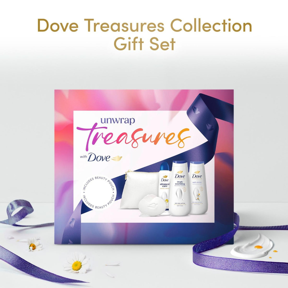 DOVE Treasures Collection Gift Set For Her With Beauty Bar And Pouch