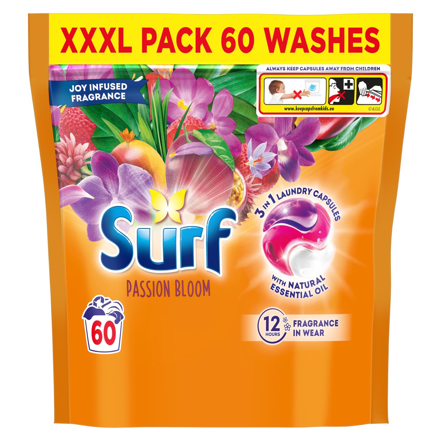 3 In 1 Laundry Washing Detergent Capsules Passion Bloom | 180 Washes