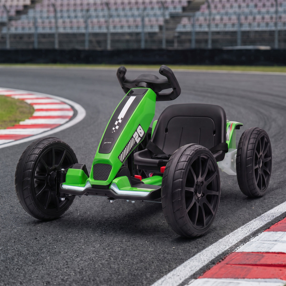 Electric Go Kart For Kids With Dual Motors, Adjustable Seat | Green