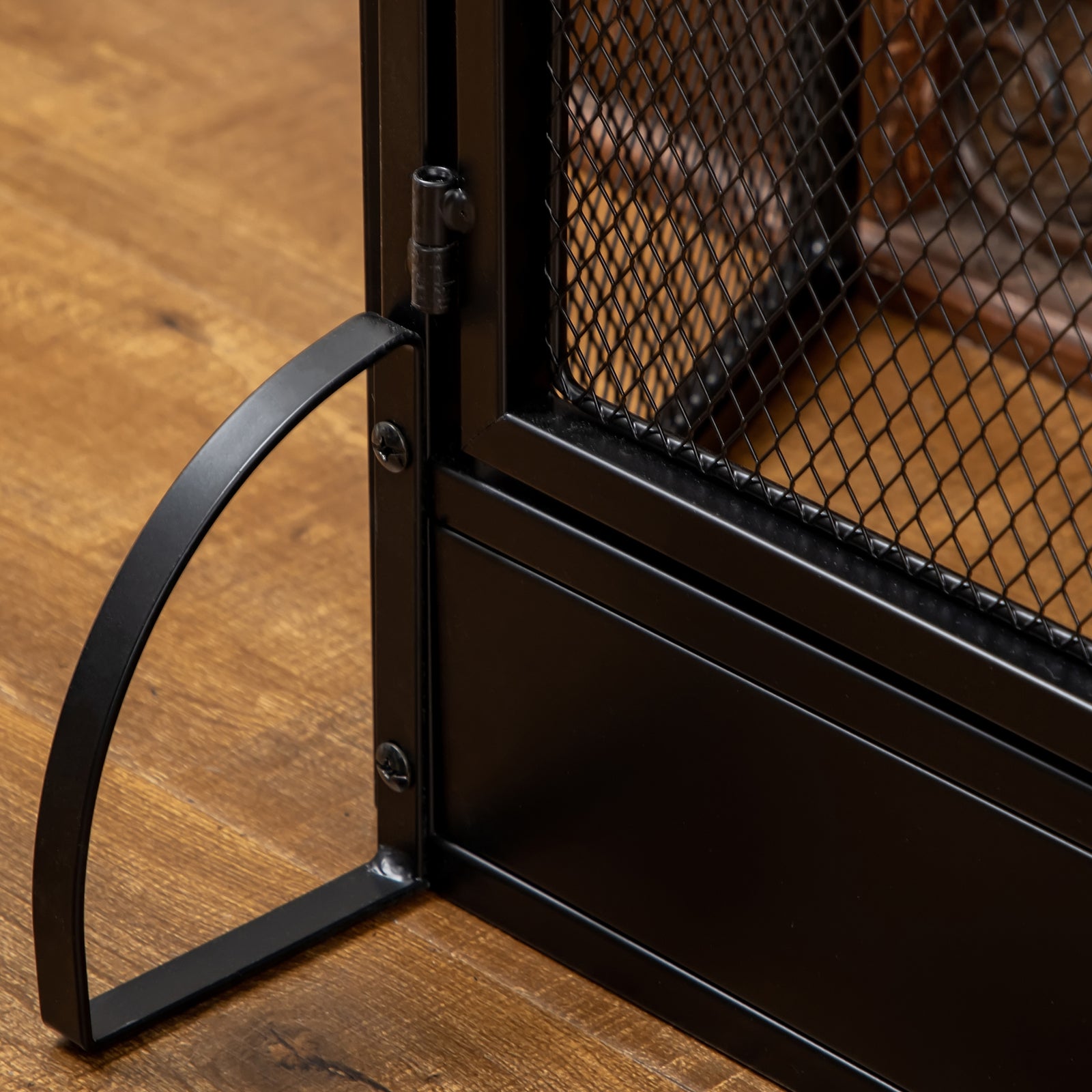 3 Panel Folding Freestanding Fireplace Screen With Door