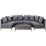 4 Seaters Half-round Sofa & Table - Grey