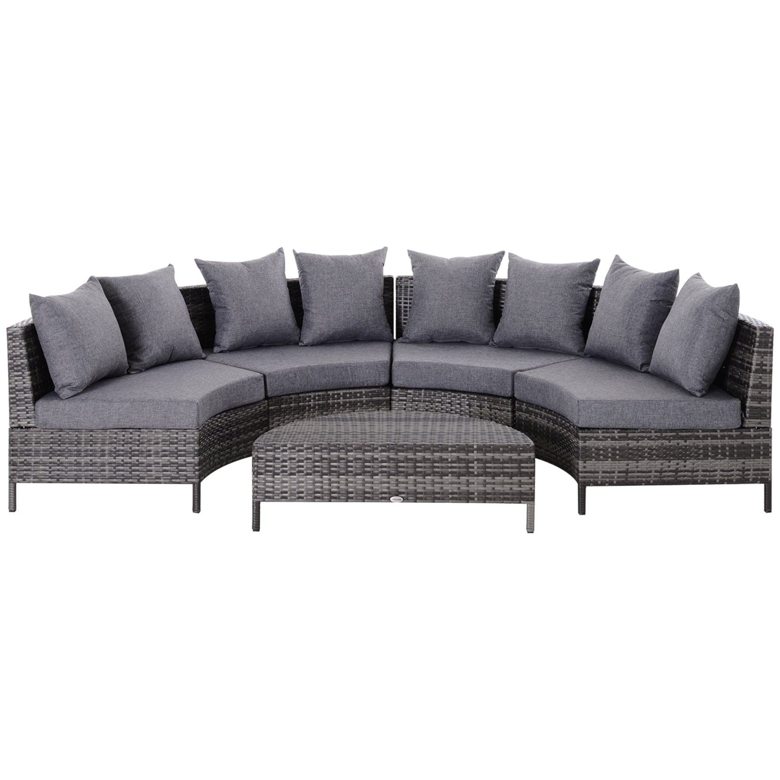 4 Seaters Half-round Sofa & Table - Grey